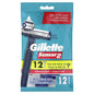 Gillette Sensor2 men's disposable razor with fixed head for shaving, featuring dual blade design, in a grooming setting.