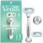 Gillette Venus Deluxe Smooth Sensitive women's razor handle with 2 blade refills for gentle shaving and grooming.