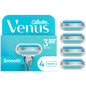 Gillette Venus Smooth women's razor blade refills with 3 blades, 4-pack, designed for smooth shaving and grooming.