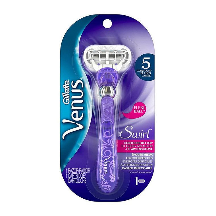 Gillette Venus Swirl Flexi Ball Trial Pack Razor for shaving and grooming, with flexible head and multiple blades.
