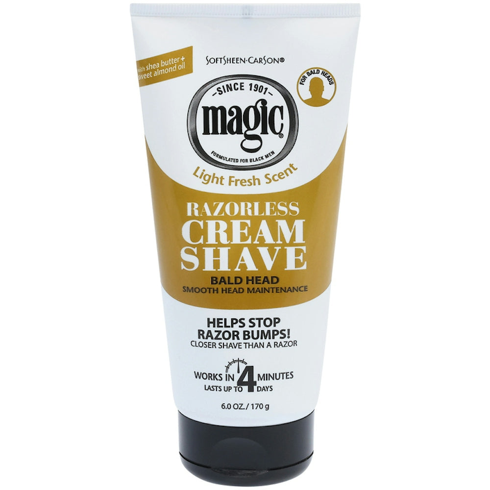 Pasteur Pharmacy Magic Razorless Cream Shave for Men, regular strength hair removal cream in 6 oz tube, smooth shaving solution.