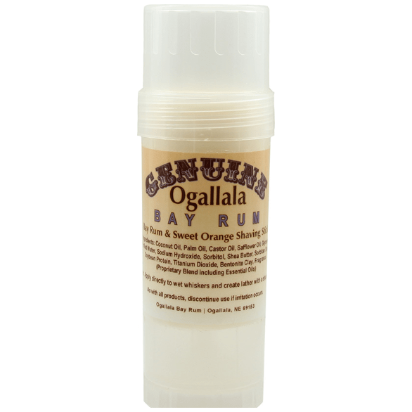 Ogallala Bay Rum and Sweet Orange Shaving Stick by Pasteur Pharmacy, 2.5 oz, for grooming and shaving.