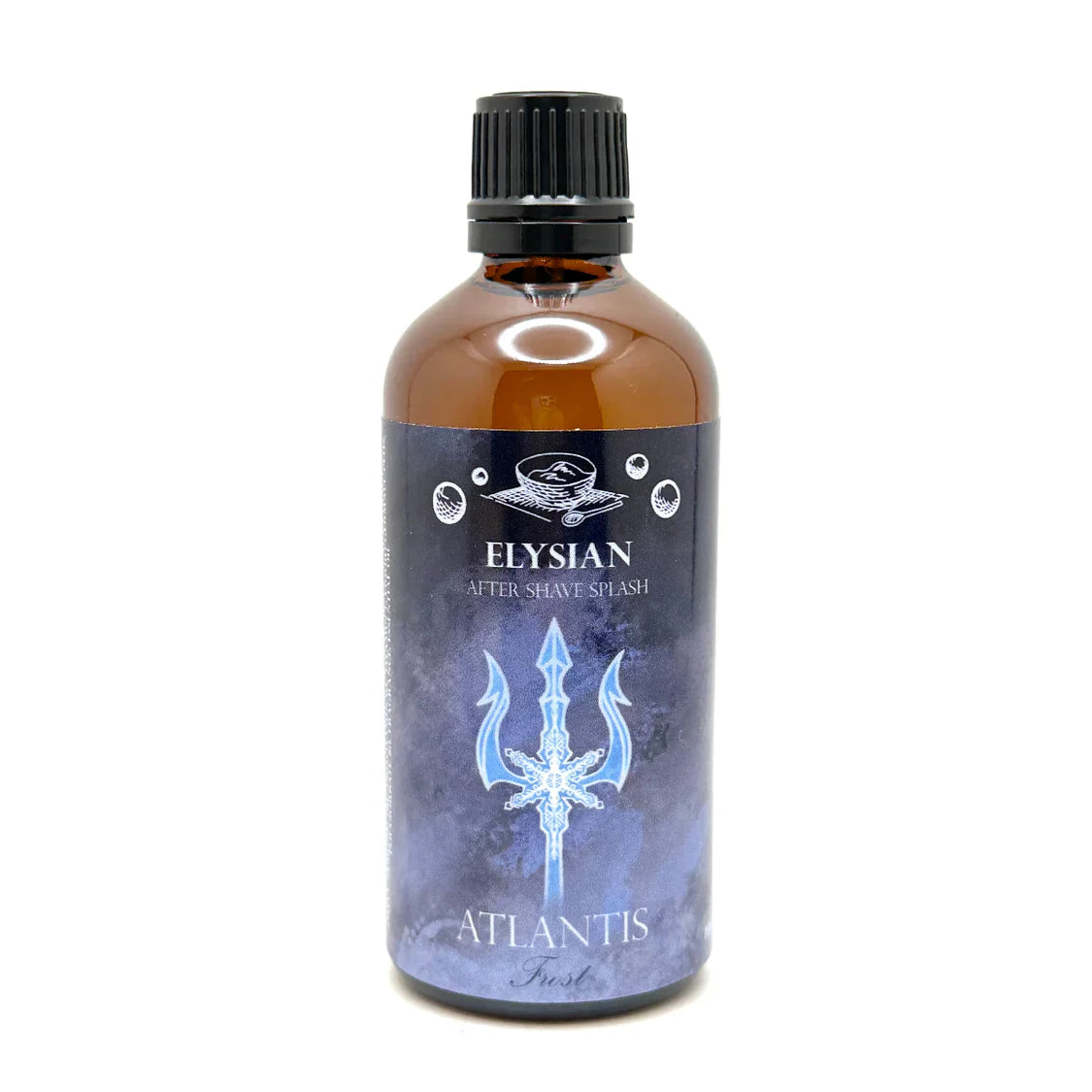 Elysian Atlantis Frost Collection shaving soap by Pasteur Pharmacy in a 4 oz container, featuring a frosty, marine-inspired design