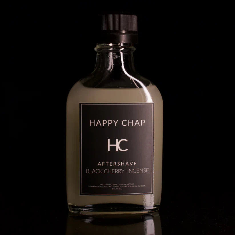 Pasteur Pharmacy Happy Chap Black Cherry and Incense shaving kit with 4 oz shave soap and grooming essentials.