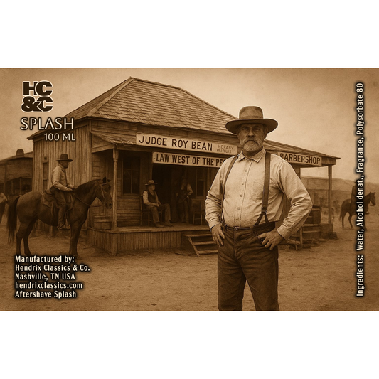 Pasteur Pharmacy HC&C Judge Roy Bean Barbershop Shaving Collection with 4 oz shave soap in a classic shaving kit.