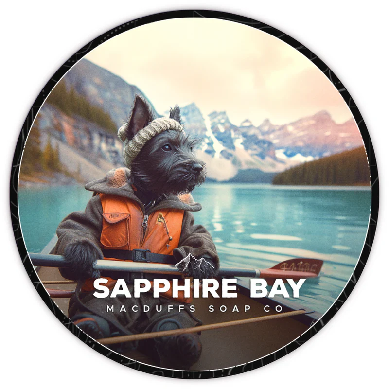 Pasteur Pharmacy Macduffs Soap Company Sapphire Bay Collection shaving kit with 120g shaving soap and accessories.