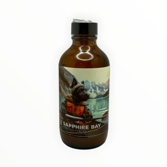 Pasteur Pharmacy Macduffs Soap Company Sapphire Bay Collection shaving kit with 120g soap, featuring a sleek container and natural ingredients.