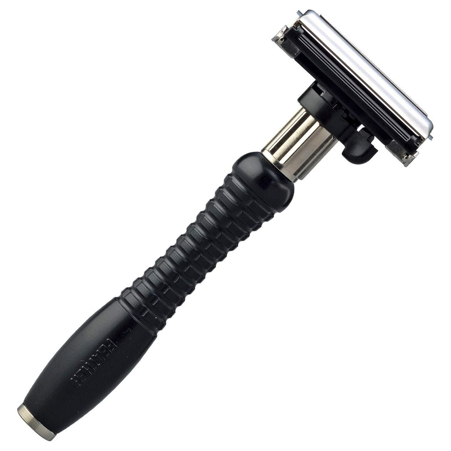 Feather adjustable double edge safety razor from Pasteur Pharmacy with a sleek handle and adjustable settings for a close shave.
