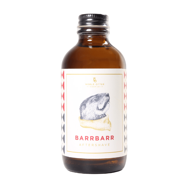 Noble Otter Soap Co. Barrbarr Shaving Collection with aftershave splash, shaving soap, and accessories in a premium grooming set.