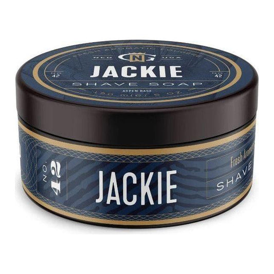 Gentleman's Nod Jackie No. 42 shaving set with Aspen base shaving soap, featuring a 5 oz soap in a classic shaving collection.