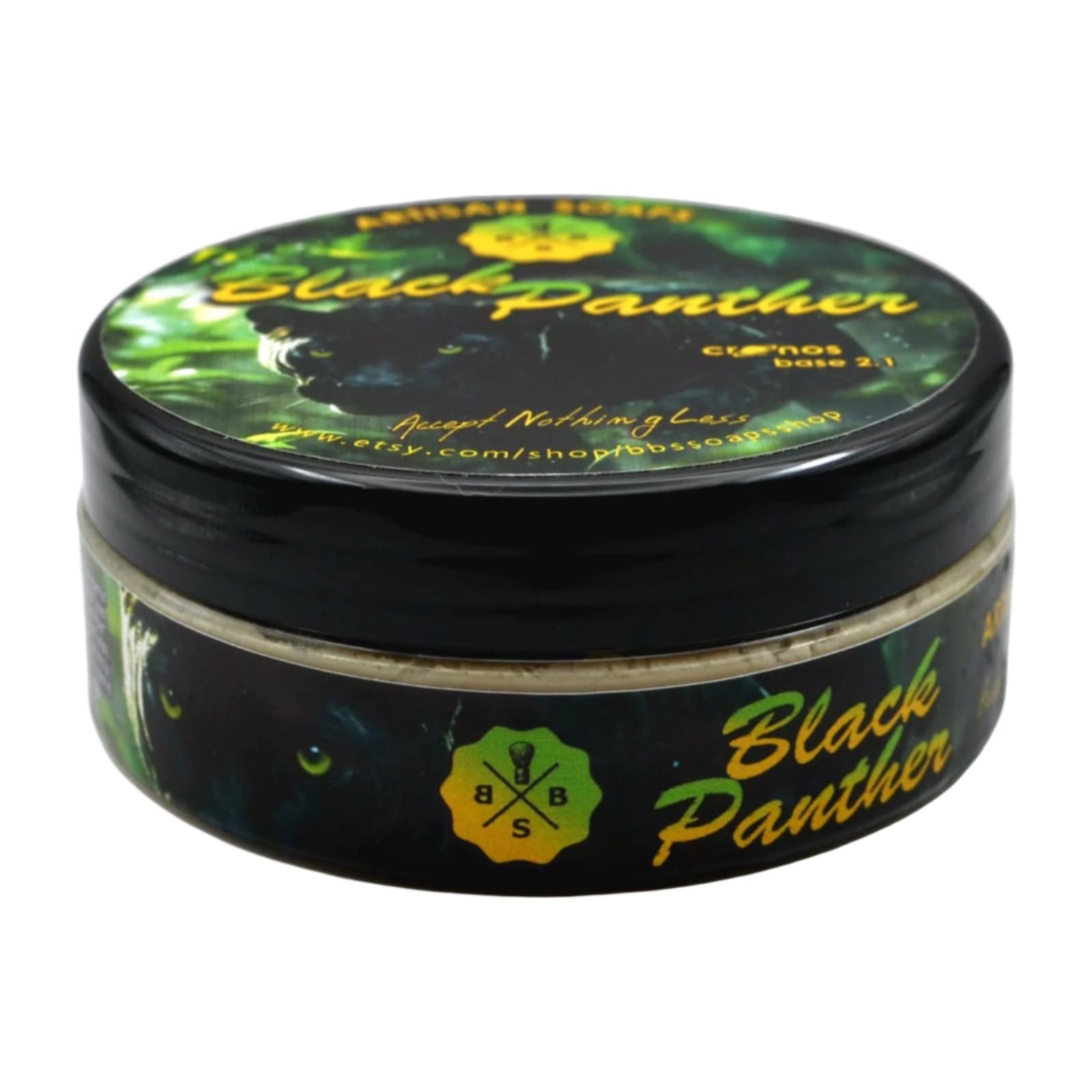 Pasteur Pharmacy BBS Black Panther Collection shaving set with Cronos 2-in-1 base, shaving soap, and accessories.