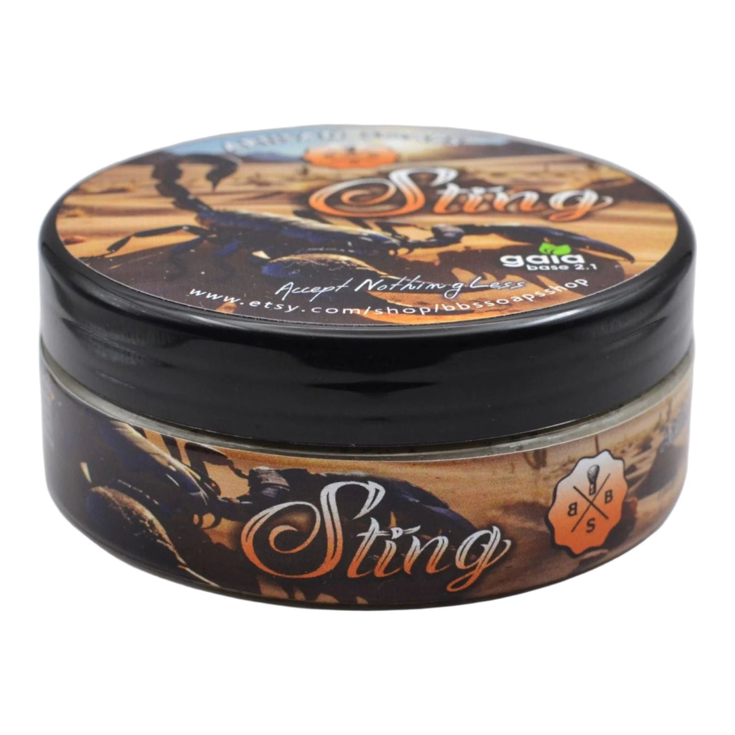 Pasteur Pharmacy BBS Sting Collection shaving set with Gaia vegan base shaving soap, 4.5 oz, in a sleek grooming kit.