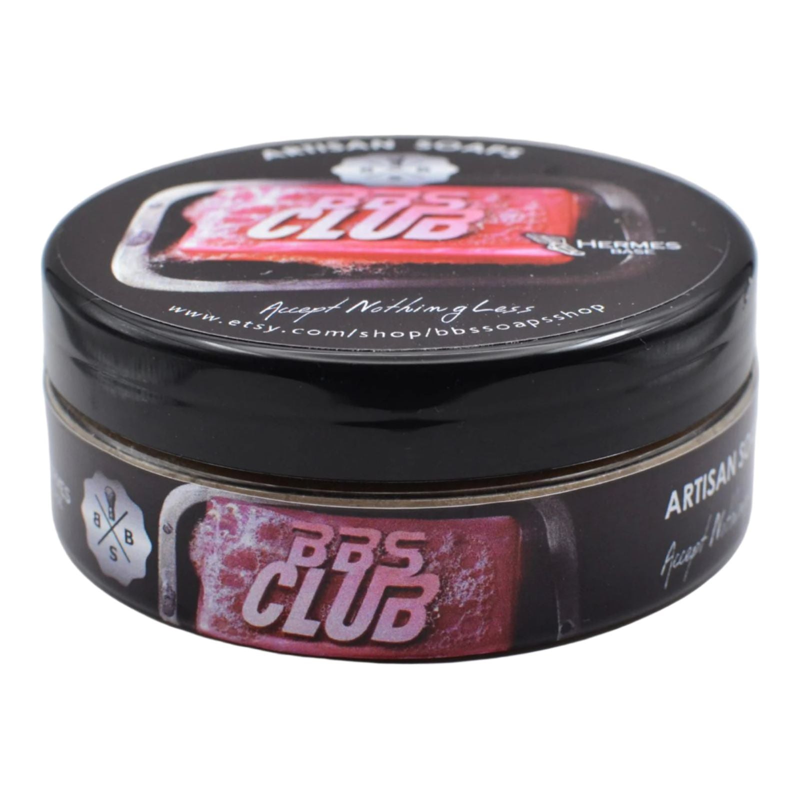 Pasteur Pharmacy BBS Club Collection shaving set with Hermes base shaving soap in a 4.5 oz container.