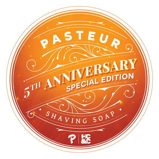 Pasteur Pharmacy HC&C x Pasteur 5th Anniversary shaving set with shaving soap and accessories, special edition packaging.
