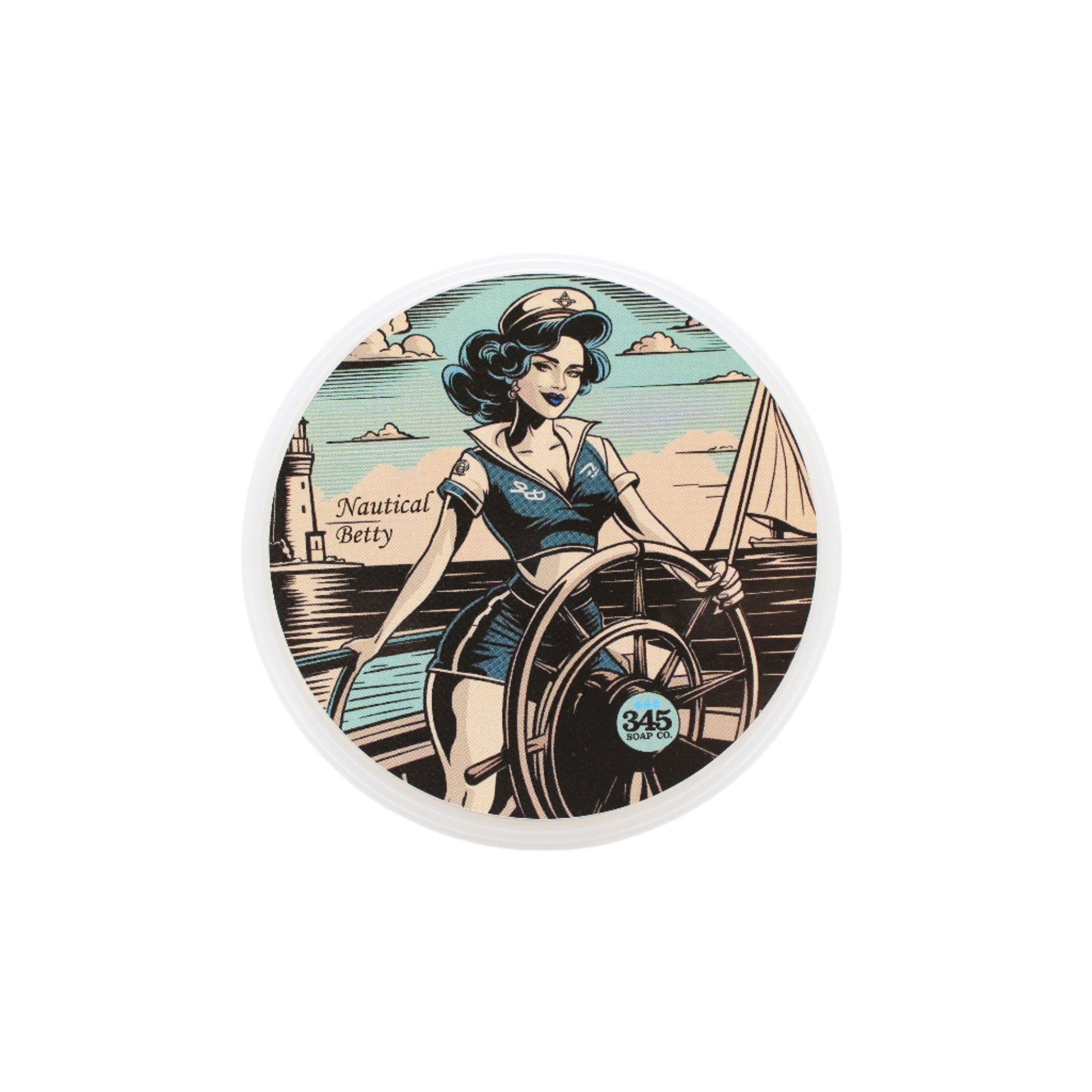 Pasteur Pharmacy Nautical Betty Shaving Collection featuring a shaving soap, brush, and accessories in a nautical-themed set.