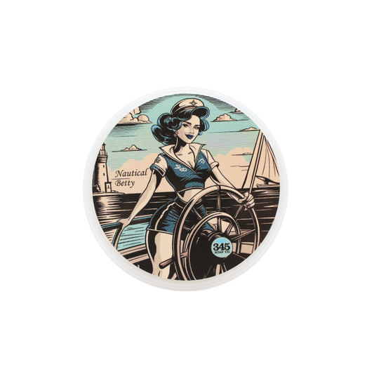 Pasteur Pharmacy Nautical Betty Shaving Collection featuring a shaving soap, brush, and accessories in a nautical-themed set.