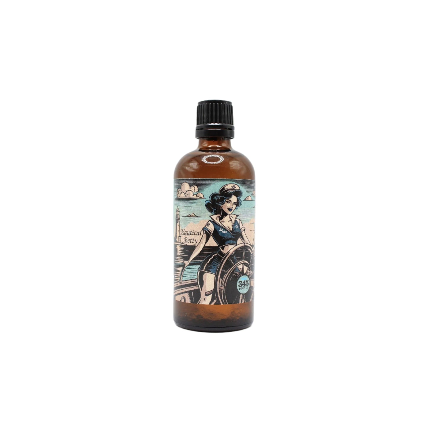 Pasteur Pharmacy Nautical Betty Shaving Set with 4 oz soap, featuring a nautical-themed shaving collection by 345 Soap Co.