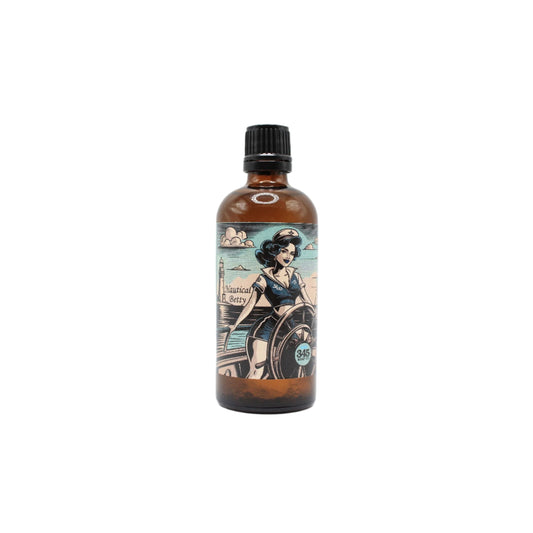 Pasteur Pharmacy Nautical Betty Shaving Set with 4 oz soap, featuring a nautical-themed shaving collection by 345 Soap Co.