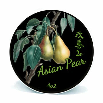 Ariana & Evans Asian Pear Shaving Collection shaving set with 4 oz shaving soap, featuring a sleek container and elegant design.