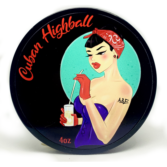 Ariana & Evans Cuban Highball Shaving Collection with shaving soap in a 4 oz container, featuring a classic, elegant design.