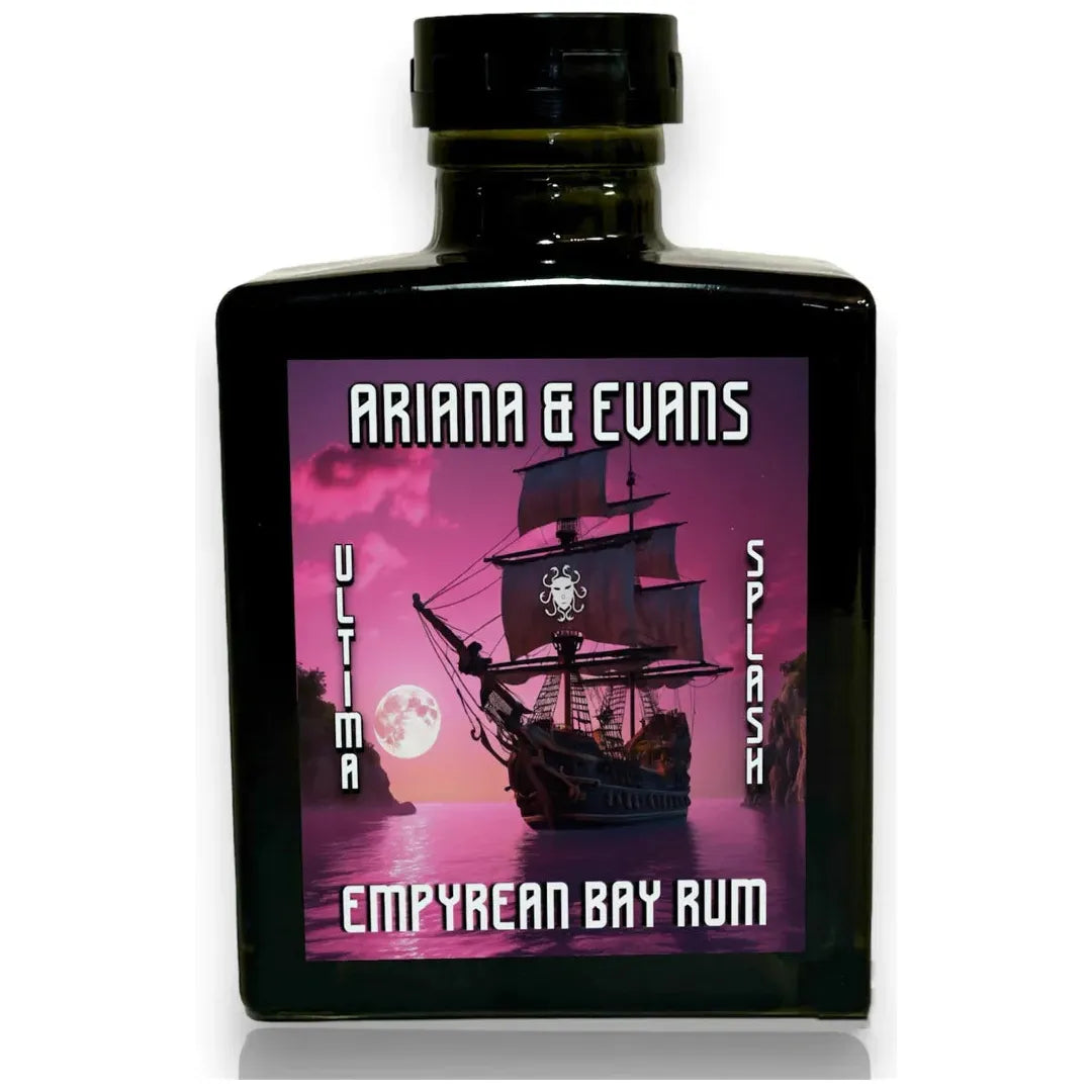Ariana & Evans Empyrean Bay Rum shaving set featuring a 4 oz shaving soap, brush, and accessories in a stylish collection.