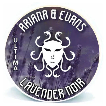Ariana & Evans Lavender Noir shaving set with a 4 oz shaving soap, featuring a sleek design and lavender scent, by Pasteur Pharmacy.