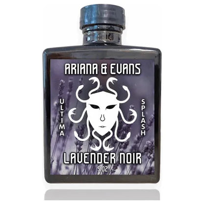 Ariana & Evans Lavender Noir shaving set with 4 oz shaving soap, featuring a sleek container and lavender-scented grooming essentials.