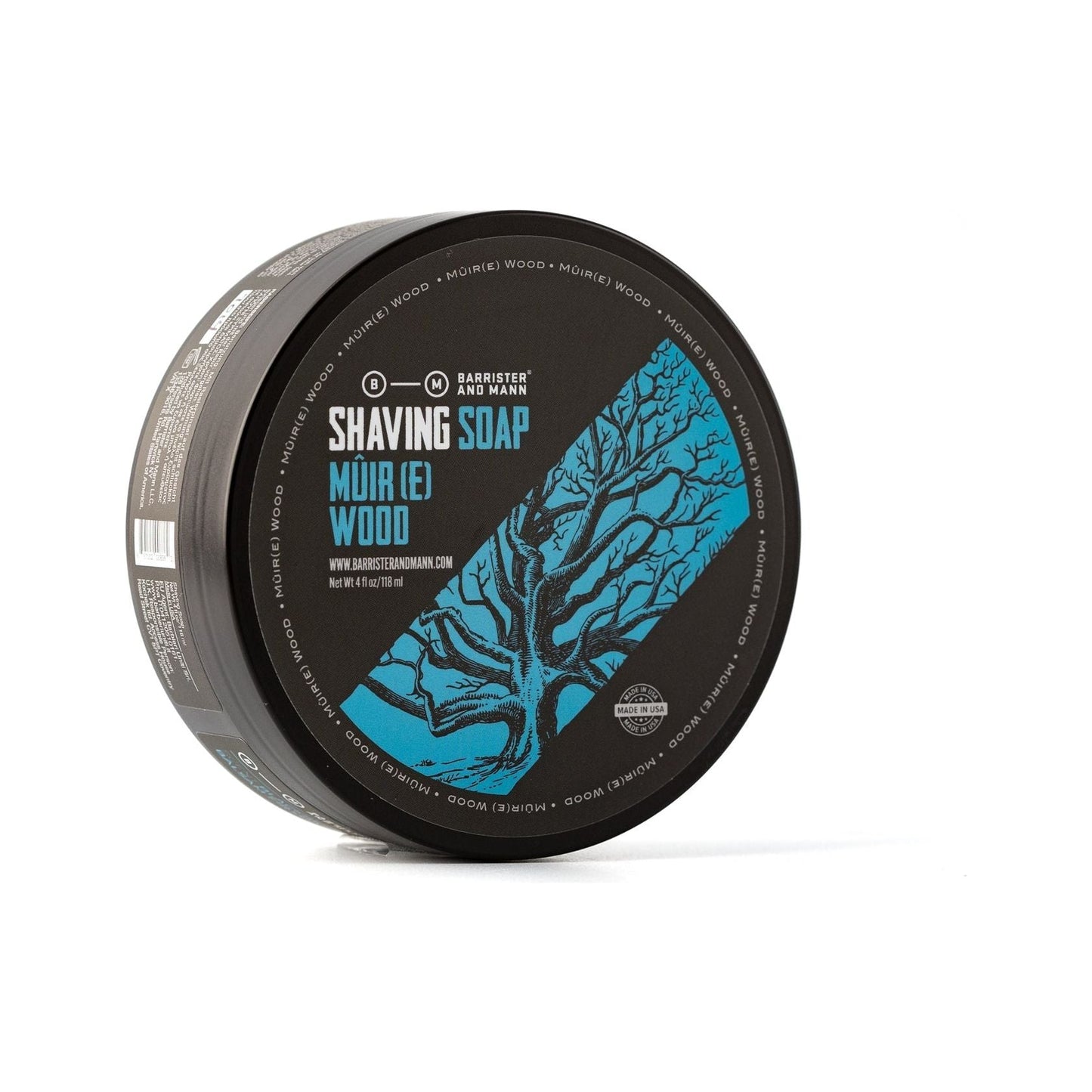 Pasteur Pharmacy Barrister & Mann Mûir(e) Wood Collection shaving set with 4 oz shaving soap and accessories, featuring elegant packaging.
