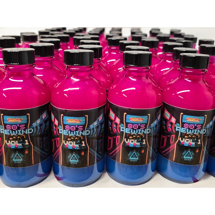 Pasteur Pharmacy First Line Shave 80's Rewind Shaving Collection with shaving soap in a 4 oz jar, vintage-inspired grooming set.