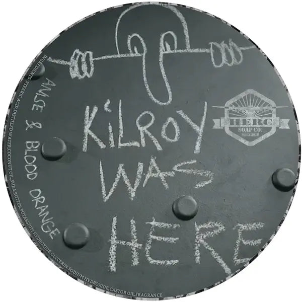 Pasteur Pharmacy Kilroy Was Here Shaving Collection with shaving soap, brush, and accessories from Herc Soap Co.