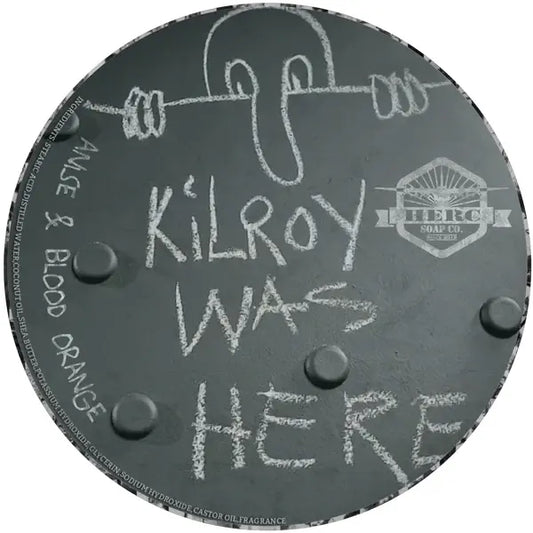 Pasteur Pharmacy Kilroy Was Here Shaving Collection with shaving soap, brush, and accessories from Herc Soap Co.