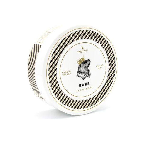 Pasteur Pharmacy Bare Shaving Collection featuring Noble Otter Soap Co. shaving soap in a 4 oz tin with a classic shaving set.