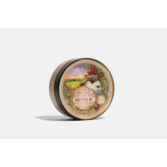 Pasteur Pharmacy Batters Up Shaving Collection with Noble Otter Soap Co. shaving soap, brush, and accessories in a stylish set.