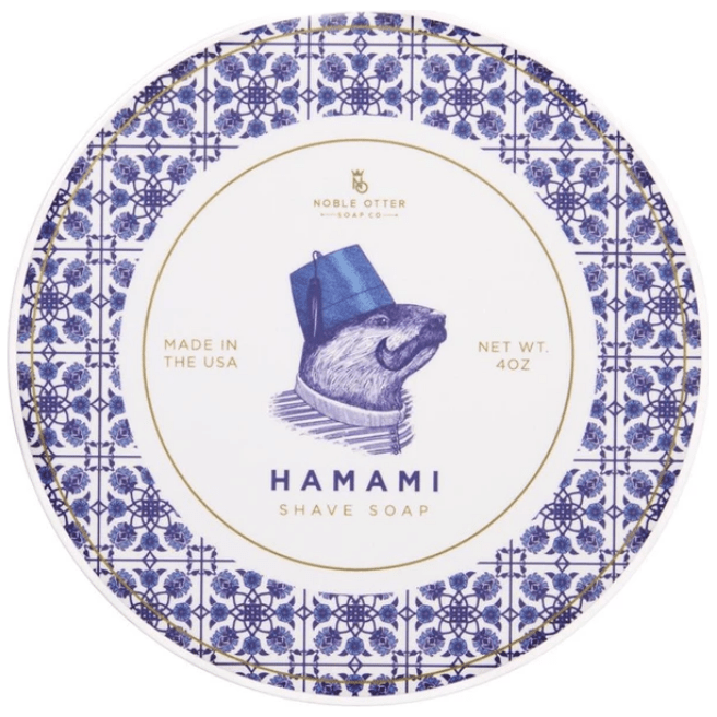 Pasteur Pharmacy Hamami Shaving Collection with four oz Noble Otter Soap Co. shaving soap and accessories in a grooming set.