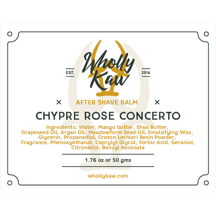 Wholly Kaw Chypre Rose Concerto shaving set with soap in a 4 oz tallow container, featuring elegant packaging and grooming essentials