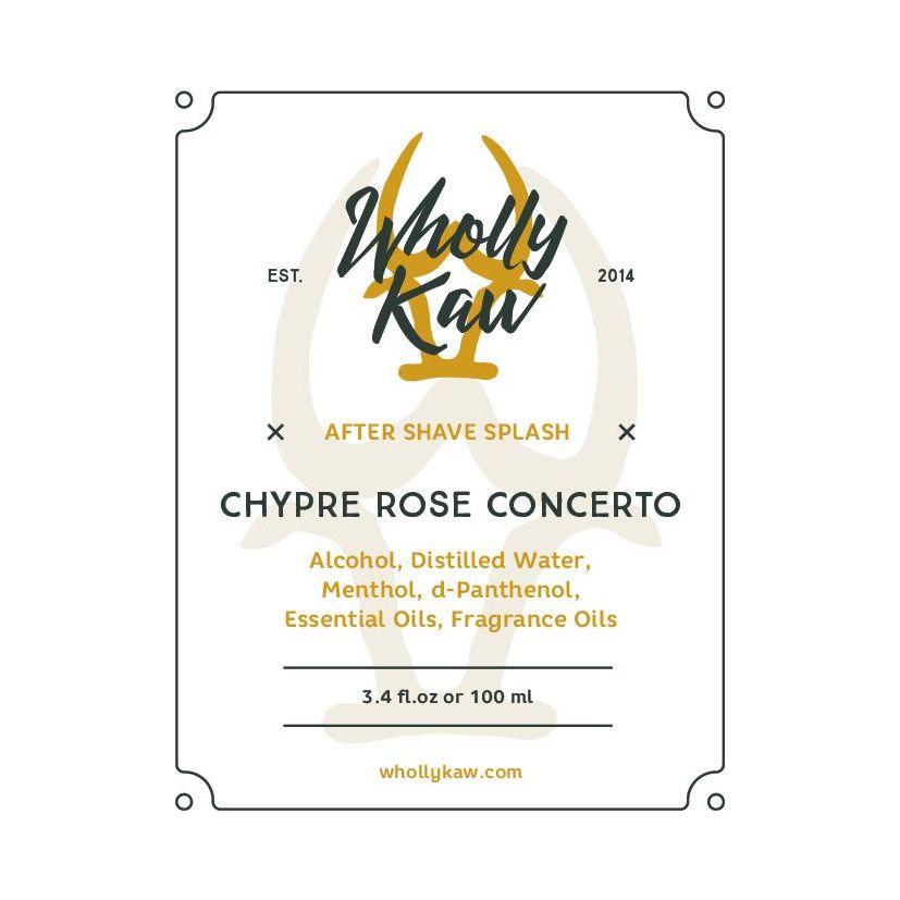 Wholly Kaw Chypre Rose Concerto shaving set with 4 oz tallow shaving soap, includes brush and accessories, in elegant packaging.