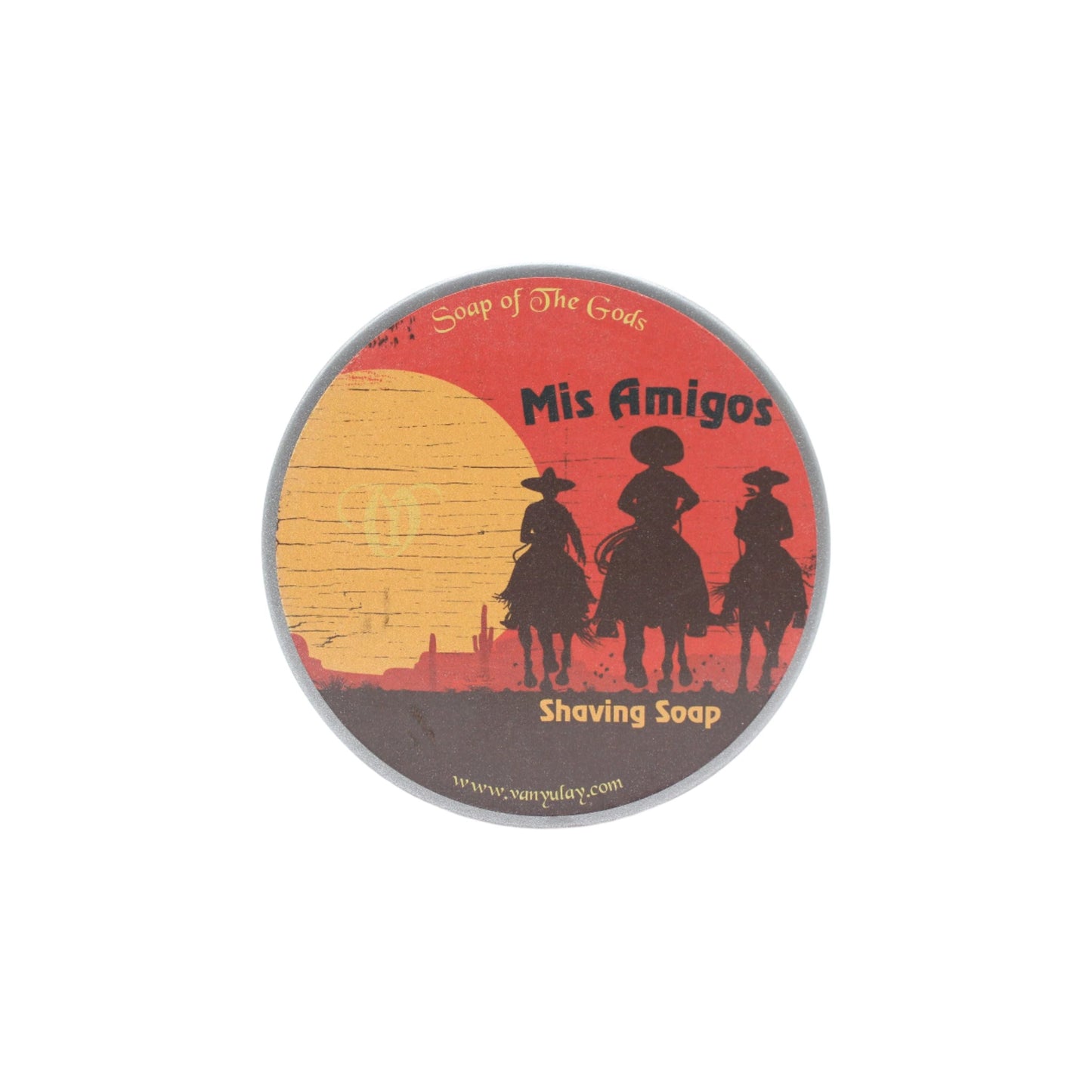 Van Yulay Mis Amigos shaving collection set with shaving soap in a 4 oz container, designed for a smooth shaving experience.