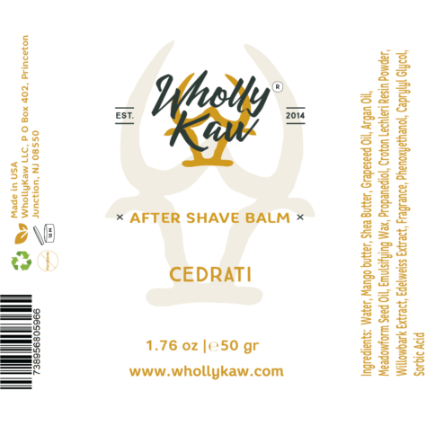Wholly Kaw Cedrati Shaving Collection with shaving soap, brush, and accessories in a Pasteur Pharmacy set display.