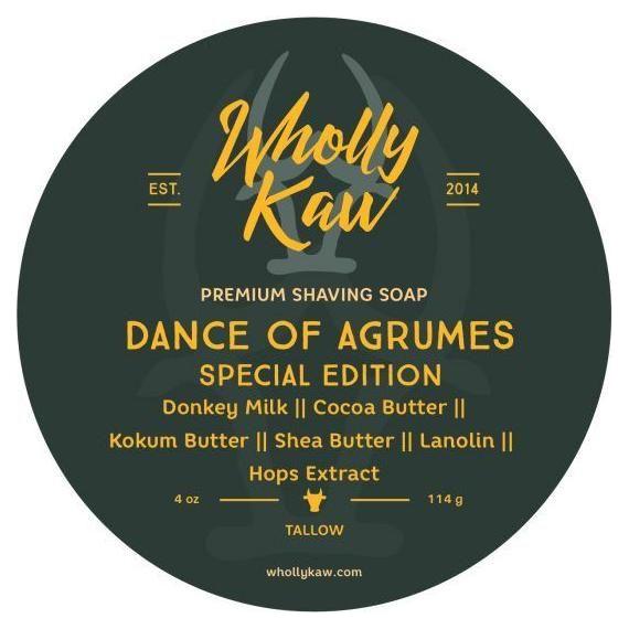 Wholly Kaw Dance of Agrumes shaving collection by Pasteur Pharmacy, featuring a 4 oz shaving soap in a stylish set.