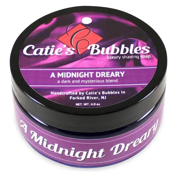 Pasteur Pharmacy Catie's Bubbles A Midnight Dreary shaving set with 4oz shaving soap and grooming accessories.