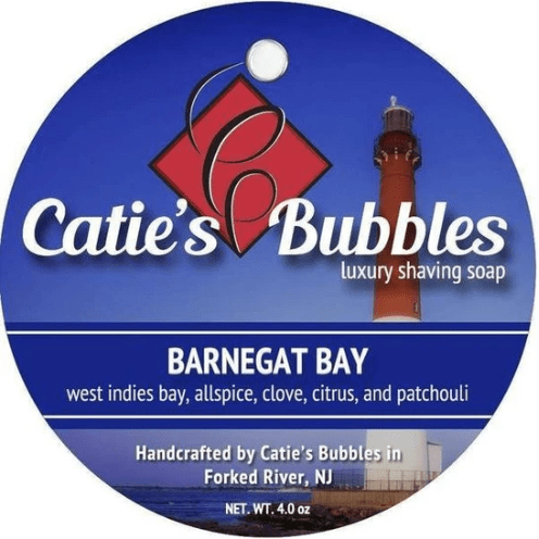 Pasteur Pharmacy Catie's Bubbles Barnegat Bay shaving set with 4oz shaving soap, grooming accessories, and elegant packaging.
