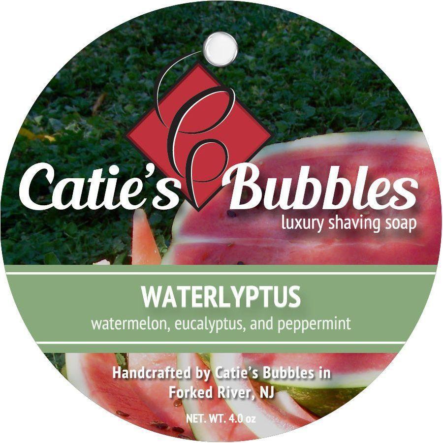 Pasteur Pharmacy Catie's Bubbles Waterlyptus Shaving Collection set with shaving soap in a 4oz container, perfect for a smooth shave.