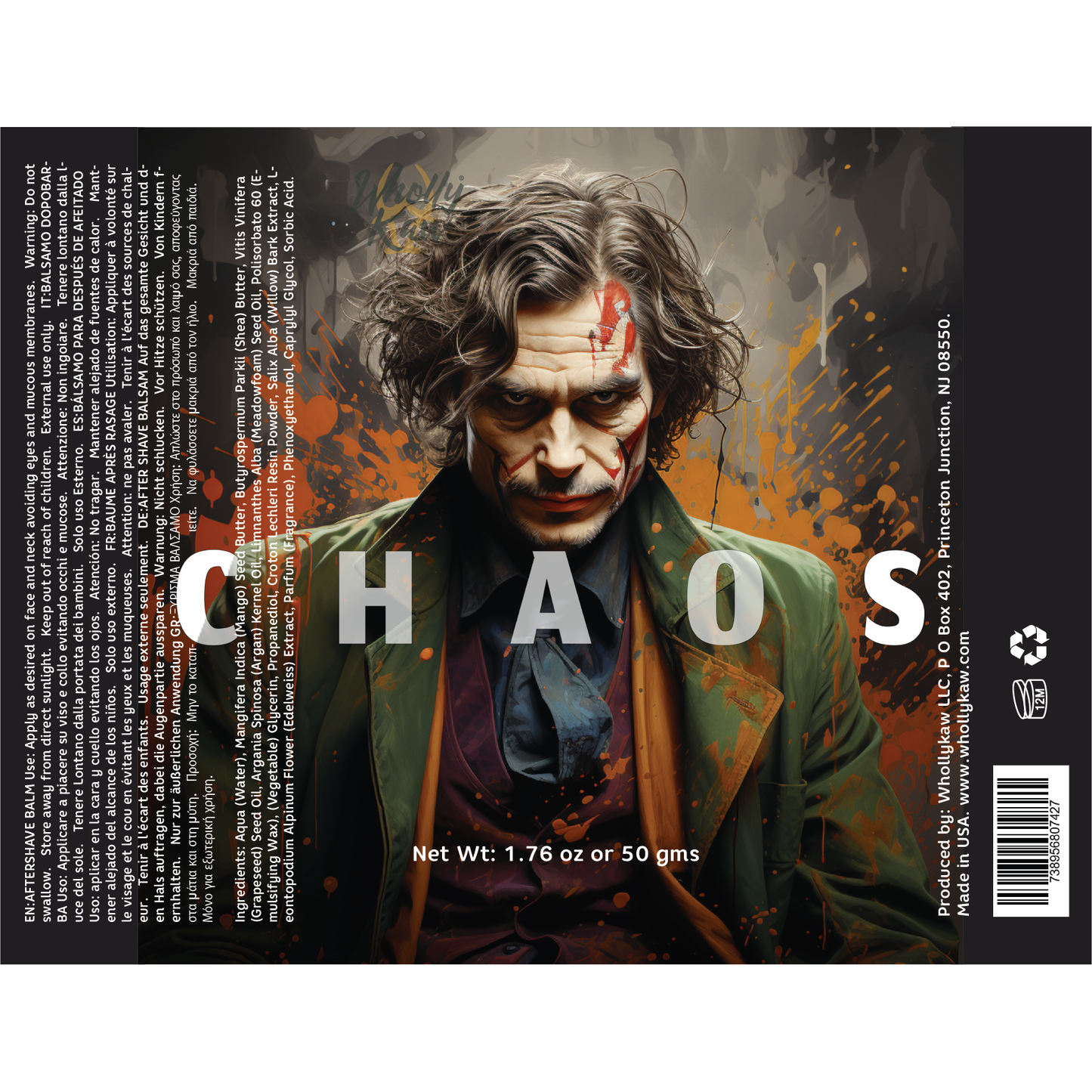 Pasteur Pharmacy Wholly Kaw Chaos Shaving Collection set with shaving soap in a 4oz container, ideal for grooming and shaving.
