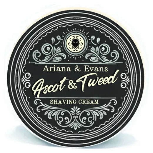 Ariana & Evans Ascot & Tweed Shaving Collection with shaving soap, brush, and accessories in elegant packaging
