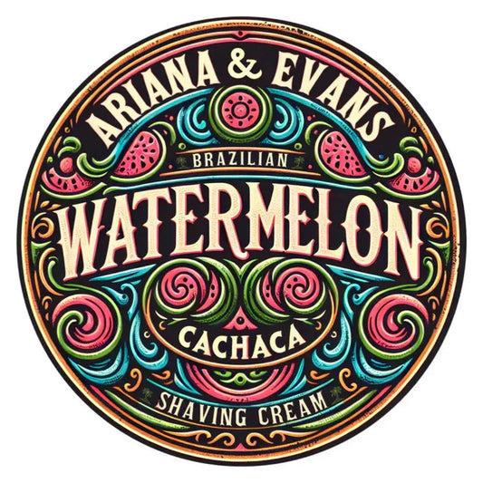 Ariana & Evans Watermelon Cachaca Shaving Collection set with shaving soap, brush, and accessories for a luxurious grooming experience.