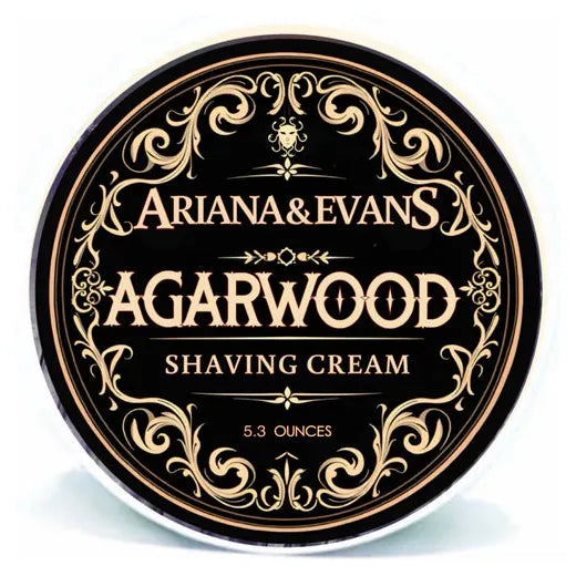 Ariana & Evans Agarwood Shaving Collection with soap, brush, and razor in a stylish shaving set display.