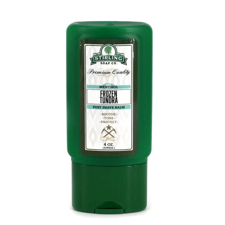 Pasteur Pharmacy Stirling Soap Co. Frozen Tundra shaving set with 5.8 oz soap, featuring a rugged, icy-themed shaving collection.
