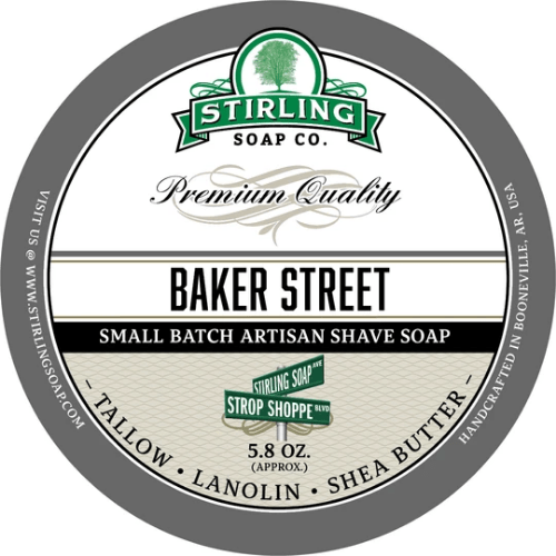 Pasteur Pharmacy Stirling Soap Co. Baker Street Shaving Set with shaving soap and accessories in a stylish collection.