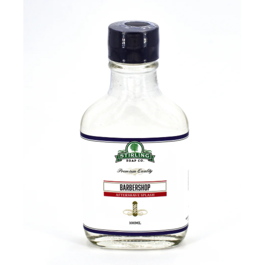 Pasteur Pharmacy Stirling Soap Co. Barbershop Shaving Collection with shaving soap, brush, and accessories in a classic grooming set.