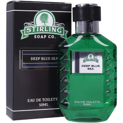 Deep Blue Sea Shaving Collection by Stirling Soap Co. includes shaving soap and accessories in a stylish set.